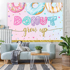 Lofaris Donut Grow Up Pink Gold Birthday Backdrop for Girls