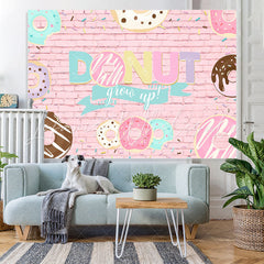 Lofaris Donut Grow Up With Pink Brick Baby Shower Backdrop