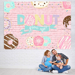 Lofaris Donut Grow Up With Pink Brick Baby Shower Backdrop