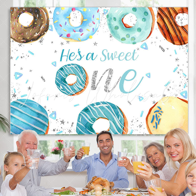 Lofaris Donut Hes Sweet One Happy Birthday Backdrop For Boy
