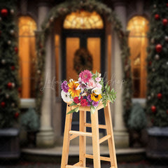 Lofaris Door Window Wreath Pine Tree Deco Christmas Backdrop