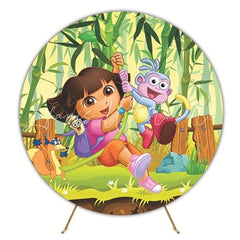 Dora The Explorer Adventure Round Backdrop For Kids Celebration