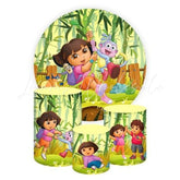 Dora the Explorer Themed Round Backdrop and Cylinders Kit