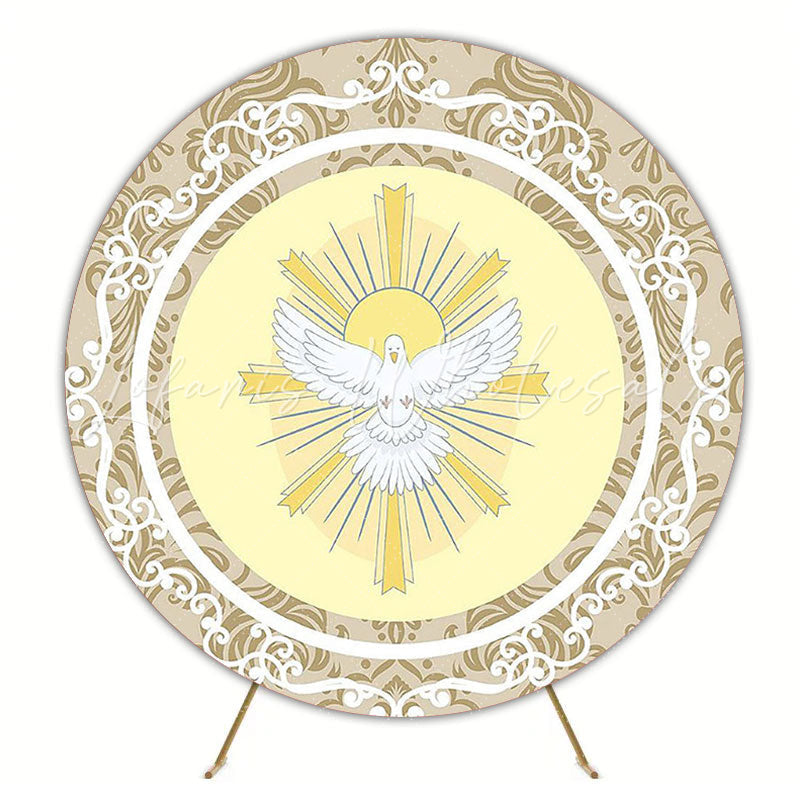 Dove Baptism Round Backdrop for Spiritual Ceremony Event