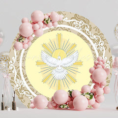 Dove Baptism Round Backdrop for Spiritual Ceremony Event
