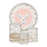 Dove Baptism Themed Round Backdrop and Cylinders Kit for Events