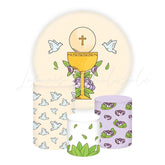 Dove Eucharist Themed Round Backdrop and Cylinders Kit for Events