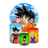 Dragon Ball Themed Round Backdrop and Cylinders Kit for Kids