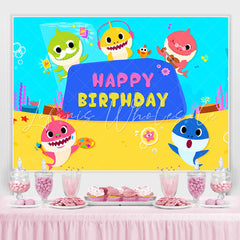 Lofaris Drawing Shark Happy Birthday Cartoon Backdrop for Children Party