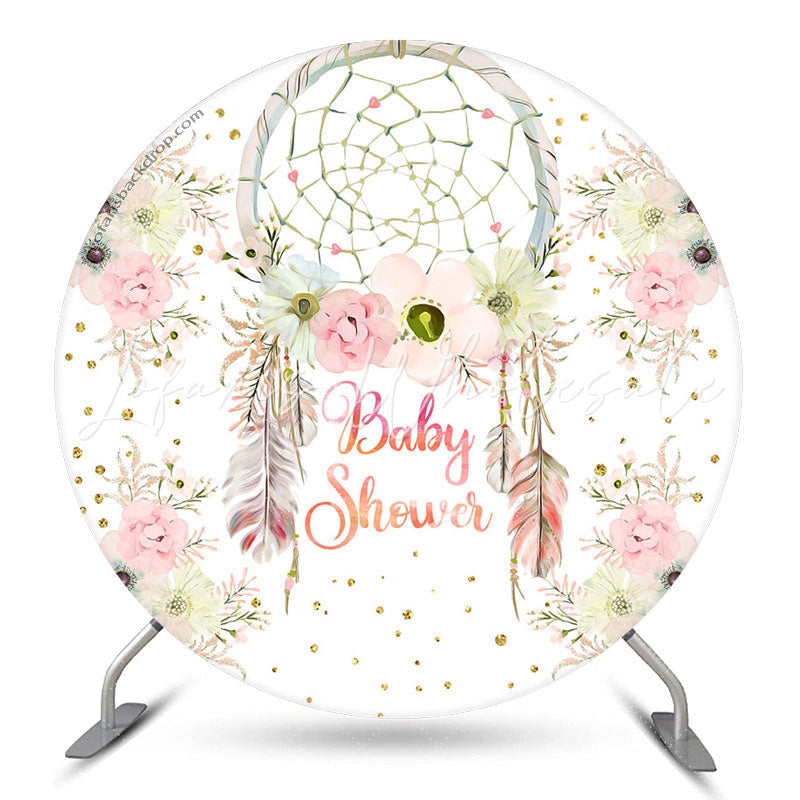 Lofaris Dream Catcher Floral Boho Baby Shower Round Backdrop