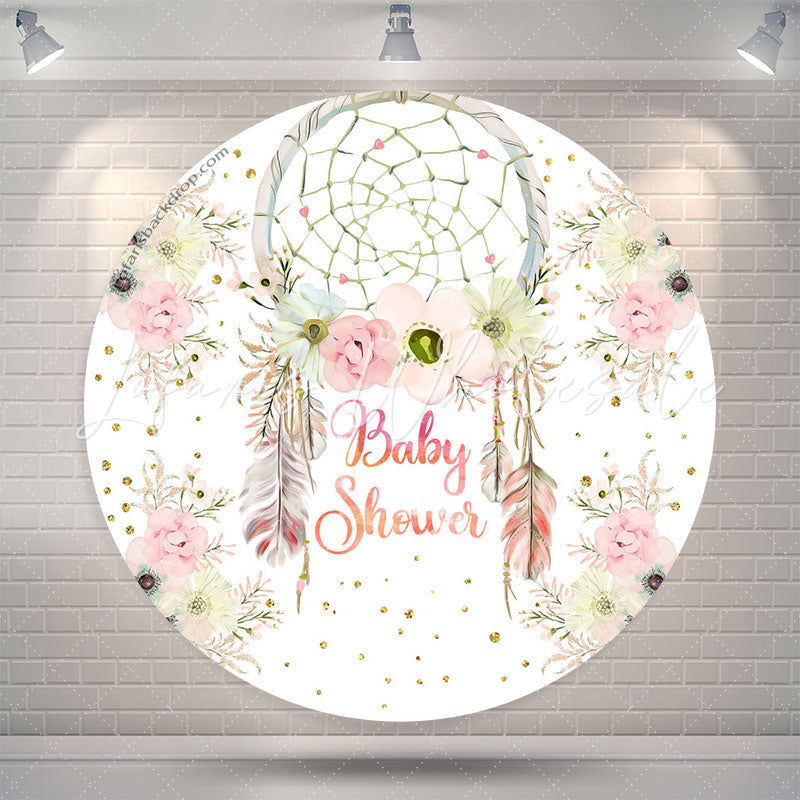 Lofaris Dream Catcher Floral Boho Baby Shower Round Backdrop