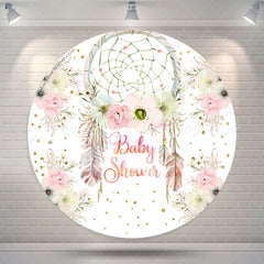 Lofaris Dream Catcher Floral Boho Baby Shower Round Backdrop