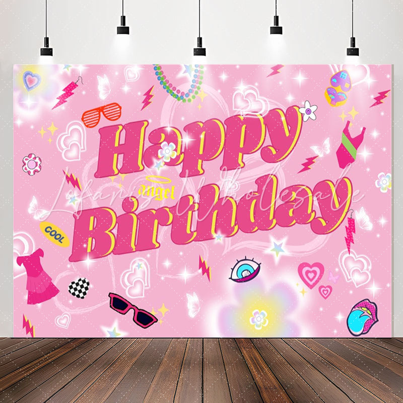Lofaris Dreamlike Heart Pink Birthday Backdrop For Girl