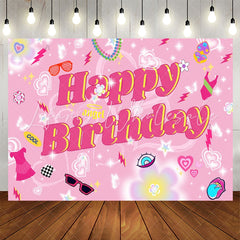 Lofaris Dreamlike Heart Pink Birthday Backdrop For Girl