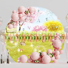 Dreamy Enchanted Garden Round Backdrop For Magical Party Atmosphere
