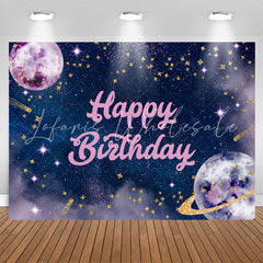 Lofaris Dreamy Planet Starry Purple Happy Birthday Backdrop