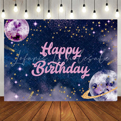 Lofaris Dreamy Planet Starry Purple Happy Birthday Backdrop