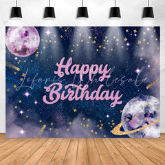 Lofaris Dreamy Planet Starry Purple Happy Birthday Backdrop