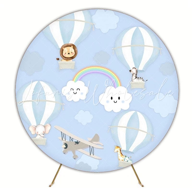 Dreamy Rainbow Clouds Round Backdrop For Cheerful Birthday Celebration