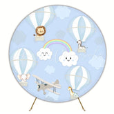 Dreamy Rainbow Clouds Round Backdrop For Cheerful Birthday Celebration
