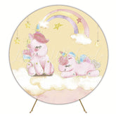 Dreamy Watercolor Unicorn Clouds Round Backdrop for Party