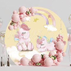 Dreamy Watercolor Unicorn Clouds Round Backdrop for Party