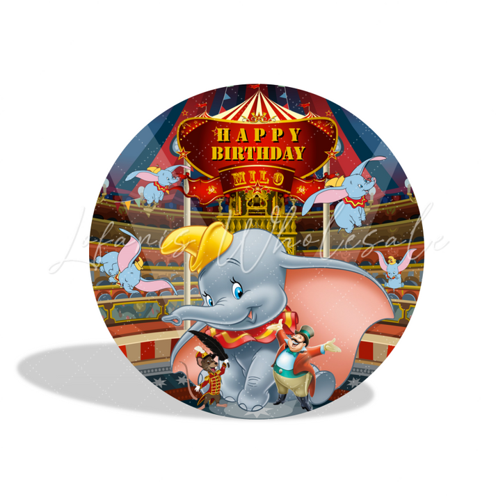 Dumbo Theme Birthday Party Round Backdrop Cover Plinth Cylinder Pedestal Cover