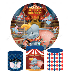 Dumbo Theme Birthday Party Round Backdrop Cover Plinth Cylinder Pedestal Cover