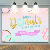 Lofaris Dunk Donut Glitter Happy Birthday Backdrop For Girl