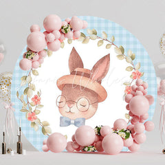 Easter Bunny Blue Background Round Backdrop for Easter