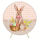 Easter Bunny Bow Cute Round Backdrop for Spring Holiday Party