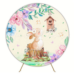 Easter Bunny Garden Round Backdrop for Egg Hunt Celebration