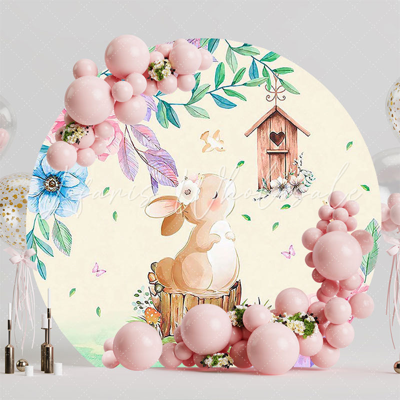 Easter Bunny Garden Round Backdrop for Egg Hunt Celebration