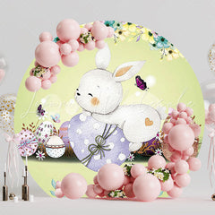 Easter Bunny Green Round Backdrop for Spring Celebration