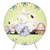 Easter Bunny Green Round Backdrop for Spring Celebration