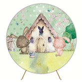 Easter Bunny House Round Backdrop for Easter Event