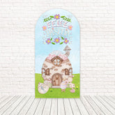 Easter Egg House Pastel Theme Arch Backdrop For Kids Easter Event