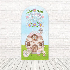 Easter Egg House Pastel Theme Arch Backdrop For Kids Easter Event