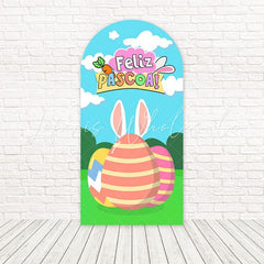 Easter Eggs Feliz Pascoa Bright Color Arch Backdrop For Festive Moment