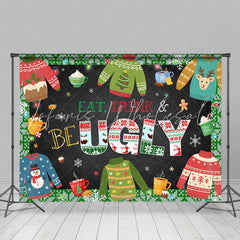 Lofaris Eat Drink And Be Ugly Merry Christmas Holiday Backdrop