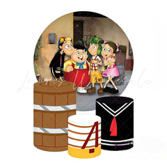 El Chavo Family Round Backdrop and Cylinders Kit