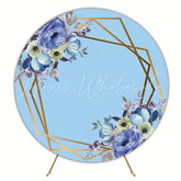 Elegant Blue and Gold Flower Round Backdrop for Special Event