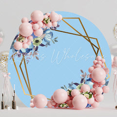 Elegant Blue and Gold Flower Round Backdrop for Special Event