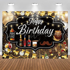 Lofaris Elegant Fine Wines Wood Happy Birthday Backdrop For Men