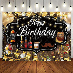 Lofaris Elegant Fine Wines Wood Happy Birthday Backdrop For Men
