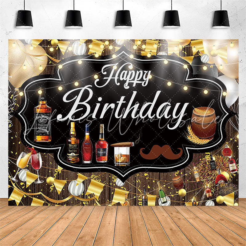 Lofaris Elegant Fine Wines Wood Happy Birthday Backdrop For Men
