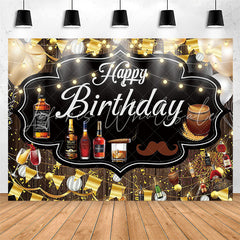 Lofaris Elegant Fine Wines Wood Happy Birthday Backdrop For Men