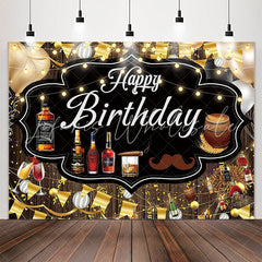 Lofaris Elegant Fine Wines Wood Happy Birthday Backdrop For Men