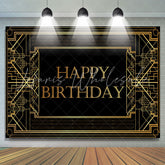 Lofaris Elegant Gold Geometric Lines Birthday Backdrop For Men
