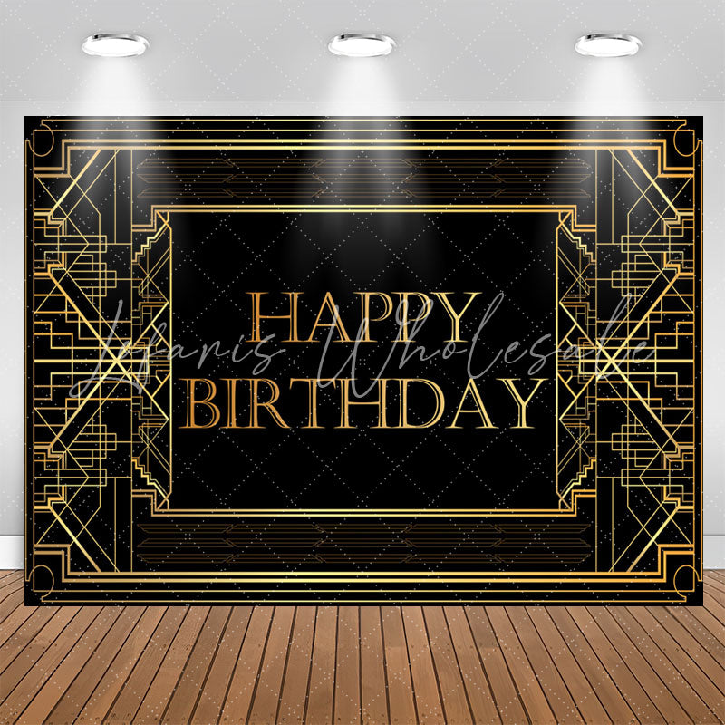 Lofaris Elegant Gold Geometric Lines Birthday Backdrop For Men